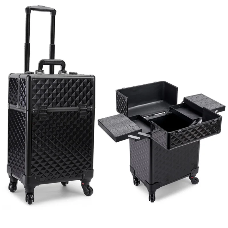 Large Capacity Professional Trolley Luggage Professional Cosmetic Case with Makeup Eyelash Nail Furniture Beauty Tool Storage