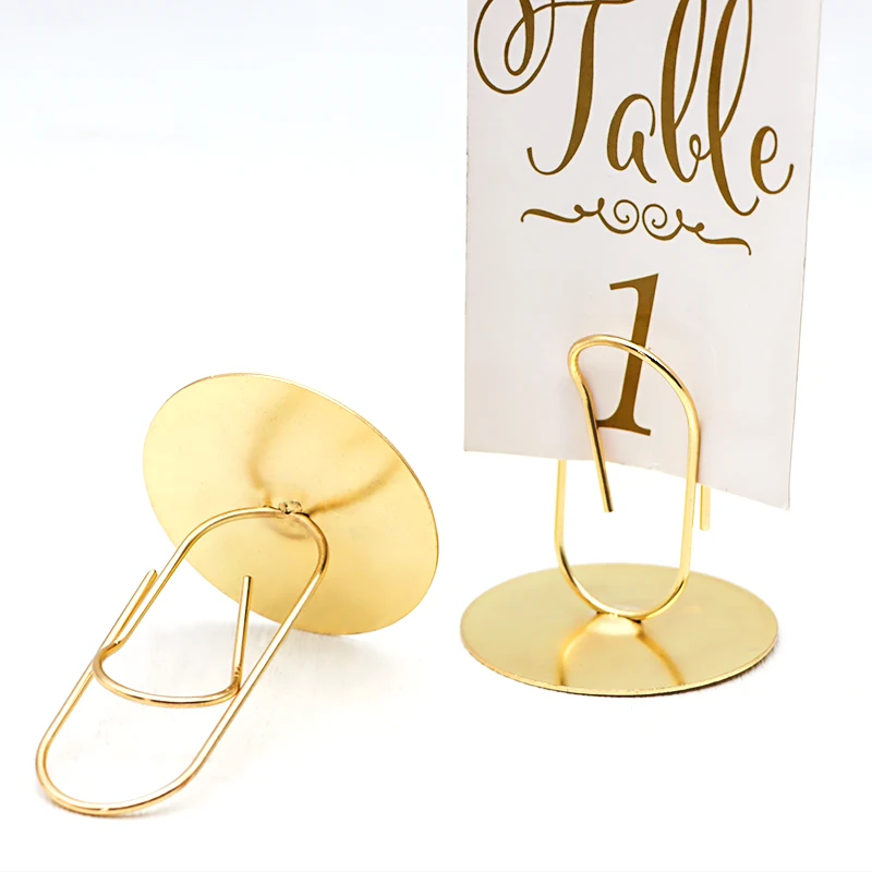 New Arrival Gold Metal Memo Clip Display Holder Creative Original Shaped Table Number Place Card Holder for Wedding Decorations