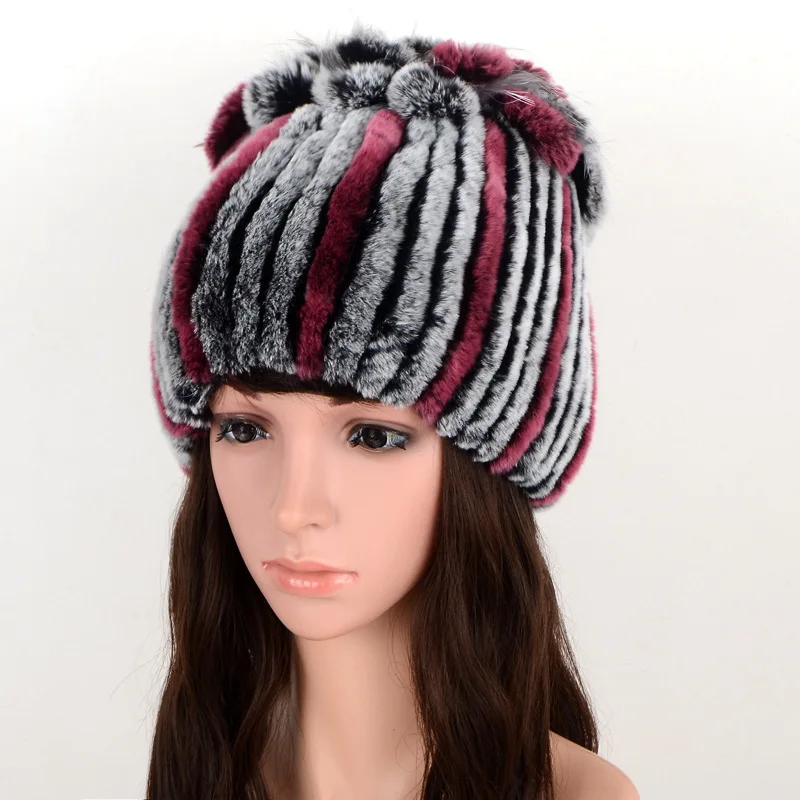 
Luxury soft winter warm wholesale real otter rabbit fur hat Winter hat keep warm Rabbit hair hat Condom Elastic 
