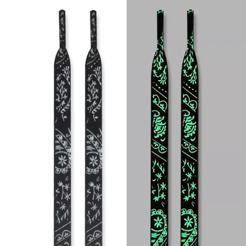 The Newest Luminous Paisley Flower Pattern Color Changing Glow in the Dark Shoelaces Shoe Lace for Sneakers