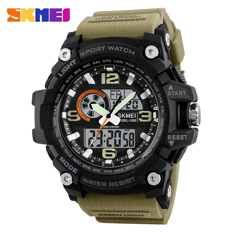 Athletic Watches Hot Jam Tangan Skmei 1155 Analog-Digital Watch Camouflage Army Pupils Wristwatch