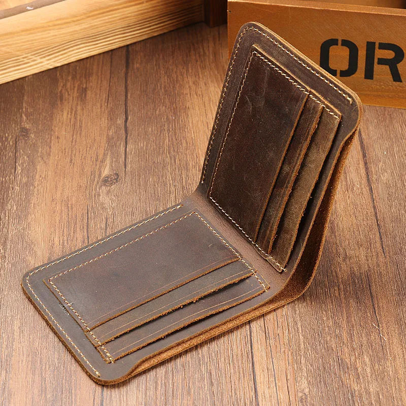 New Style Cowhide Genuine Leather vintage wallet for men Passport Coin Credit Card Holder Purse For Business Men