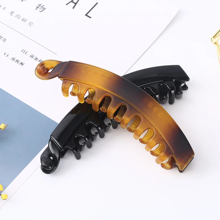 Premium Plastic ABS No Slip Banana hairgrips Ponytail girls hair clips Black Non slip Banana Hair Claw Clip For Super Thick hair