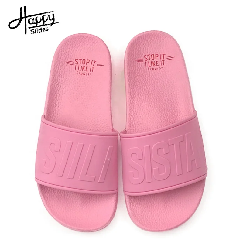 Happysldies Wholesale Sandals Custom Female Slide Women House Slippers,Rubber Strap Pink Slippers For Women And Ladies