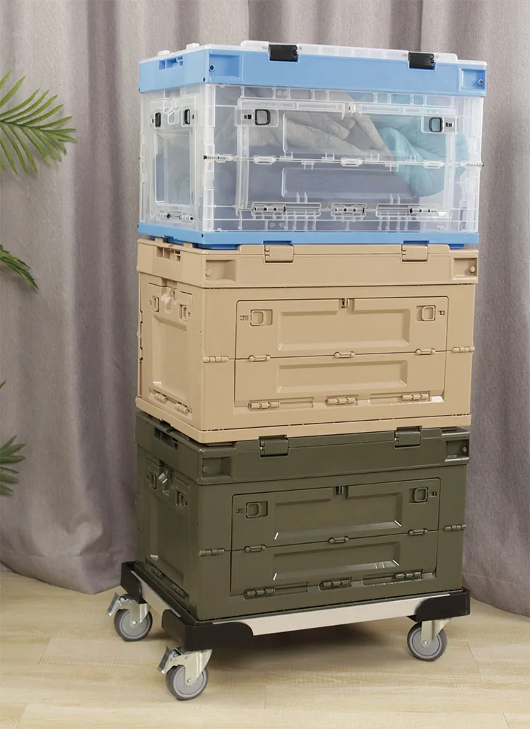 camping storage box outdoor foldable storage box with lid 50L plastic boxes storage