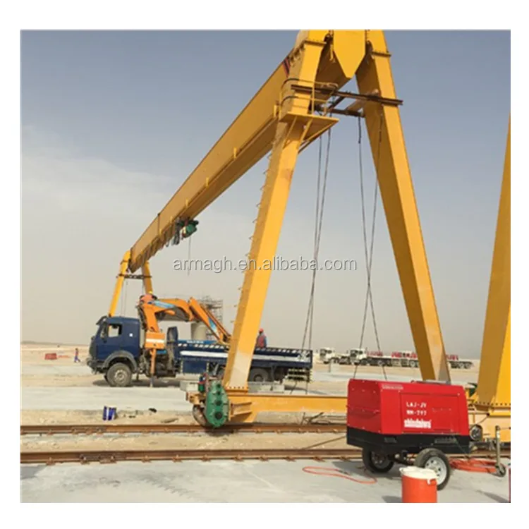 30ton trussed frame heavy duty single beam gantry crane travelling rubber tyred in factory open yards