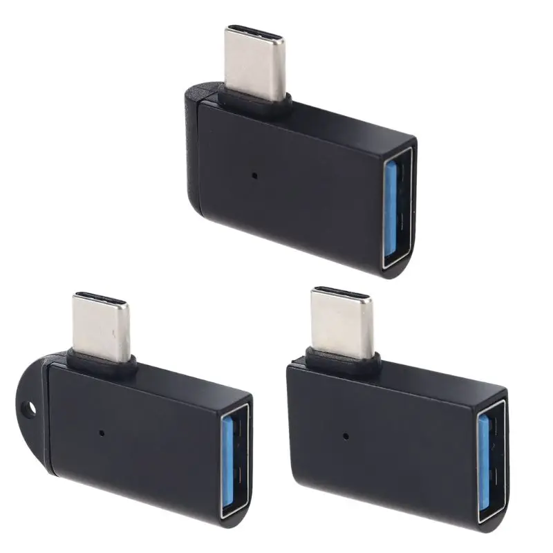 90 Degree Type C To USB 3.0 Adapter OTG Converter For Laptop Cellphone Tablet PC