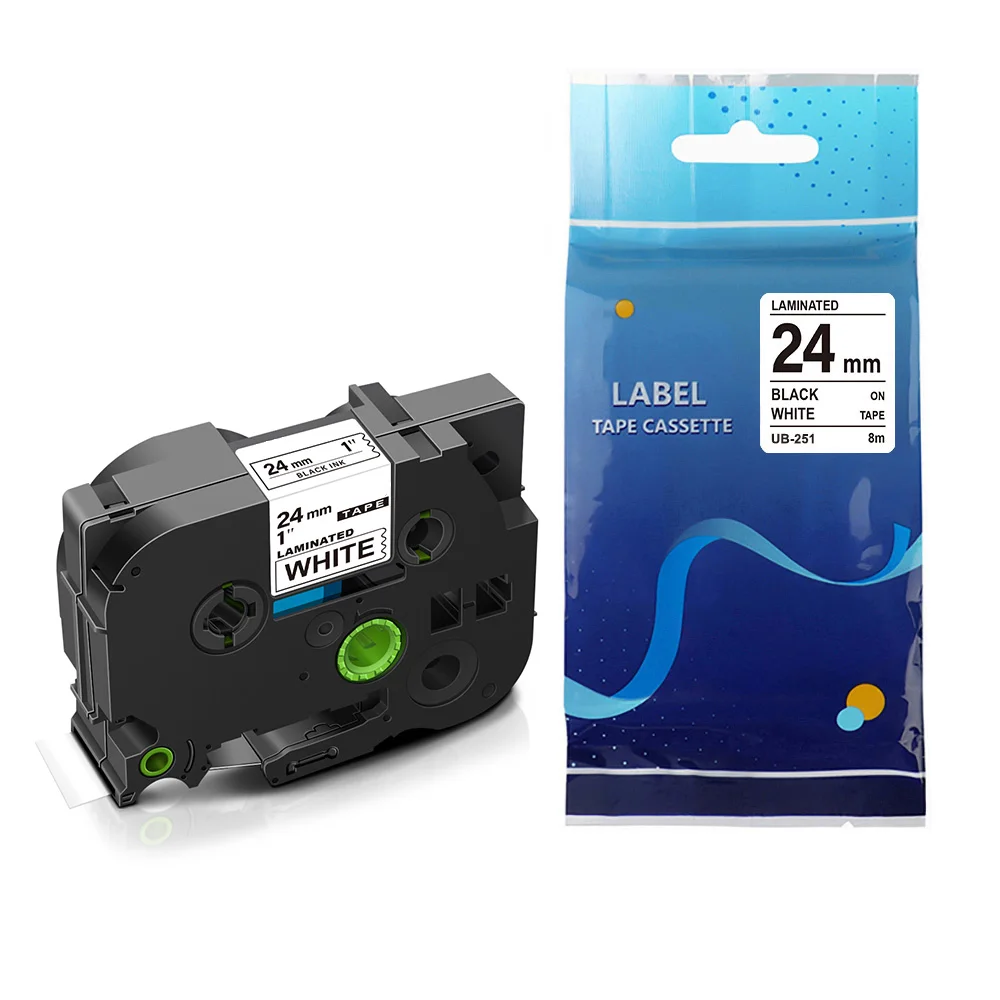 Unismar Compatible tze laminated 12mm tape TZe251 TZe 251 TZ-251 TZe-231 p touch tape label P-touch label printer label ribbon