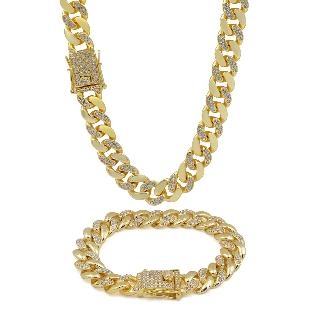 2022 Streetmenstyle Miami Cuban Link Chain 18k Alloy Gold Plated Pendant Zirconia Hip Hop Necklace
