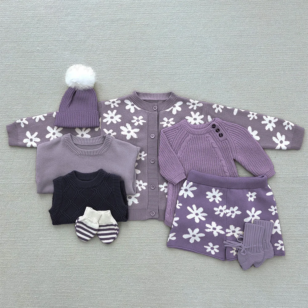 Mildream Outfits Toddler 100% Cotton Baby Children Clothes Set Pullover Autumn Winter Sweater Set Boys Girls Knitted Jumper Baby