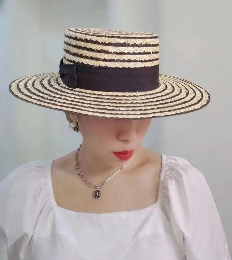 2024 летняя соломенная шляпа в полоску