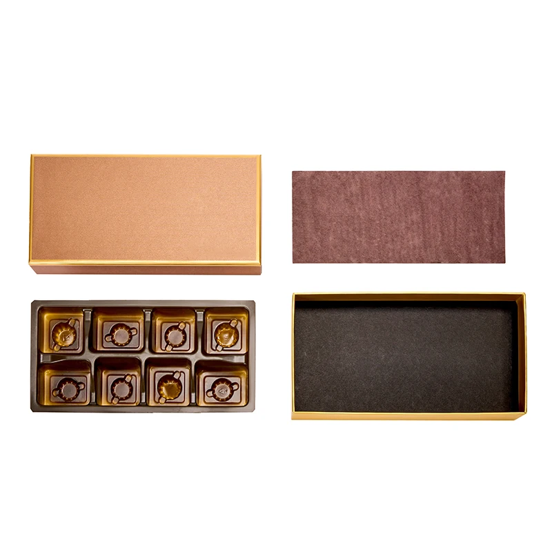 Small 8 Count Luxury Premium Pralines Gourmet Food Valentine Chocolate Gift Box Rectangle Rigid Recyclable Boxes
