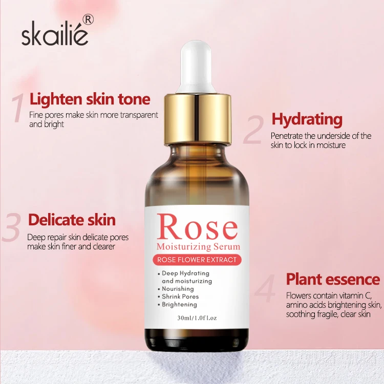 Private Label Rose Extract Serum Deeply Hydrating Anti Aging Serum Brightening Moisturizing Face Serum