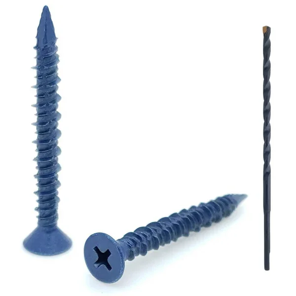 Various Models Flat Hex Head Masonry Blue Anchor With Drill Bit Concrete Screws