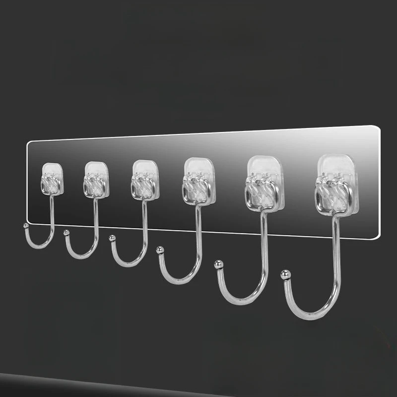 Customization Acceptable Waterproof Strong Self-adhesive Storage Organizer with Large Metal Hook Hanger Self Adhesive Hook