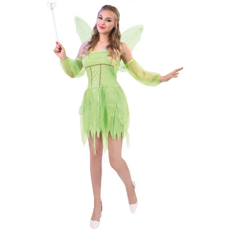 Factory Directly Sales Cos Green Fairy Costumes Halloween Party Dress Butterfly Fairy Dress With Wings