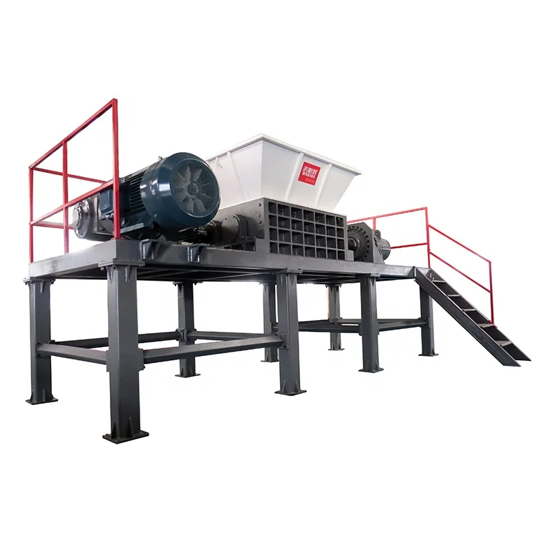 Industrial Grinding Cutting Plastic Bottle Crusher Recycling Used Tire Twin Shaft Shredder