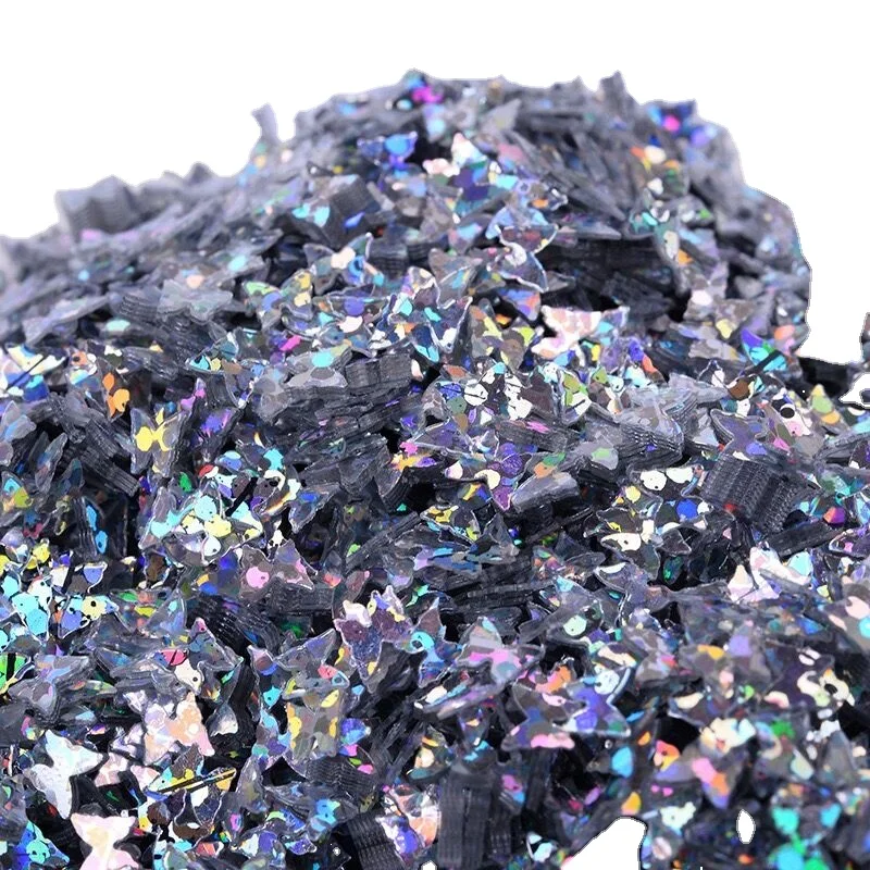 1 Kg Little Butterfly Colorful Iridescent Laser Flakes Slice Round Shape Mixed Sequins Custom PVC PET Loose Glitter Sequin