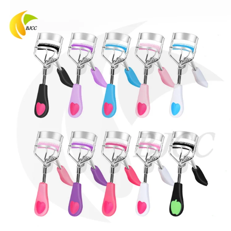 New Design High Quality Portable Beauty Diamond Rose Gold Wide Stainless Steel False Eyelash Tool Vendor Lash Curler With Brush