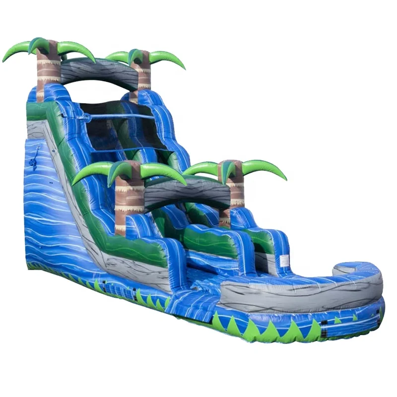 Commercial PVC vinyl waterslides 18ft blue crush inflatable water slide for sale