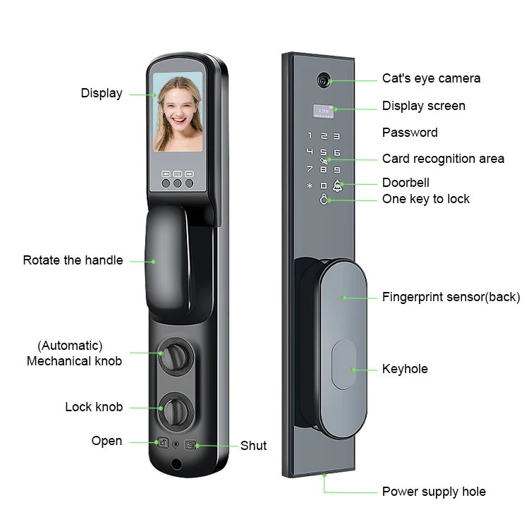 CAMAKT The newest Design Electronic Smart Lock with Camera, Video Doorbell Digital APPTUYA Door Lock with WiFi