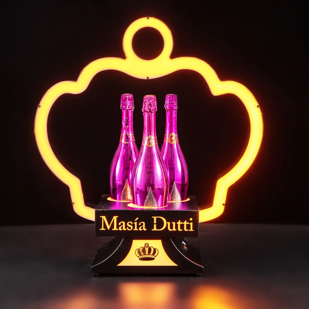 Rodnn beer and champagne Bottle Display Racks Crown Shape Three Bottle Presenter Glorifier