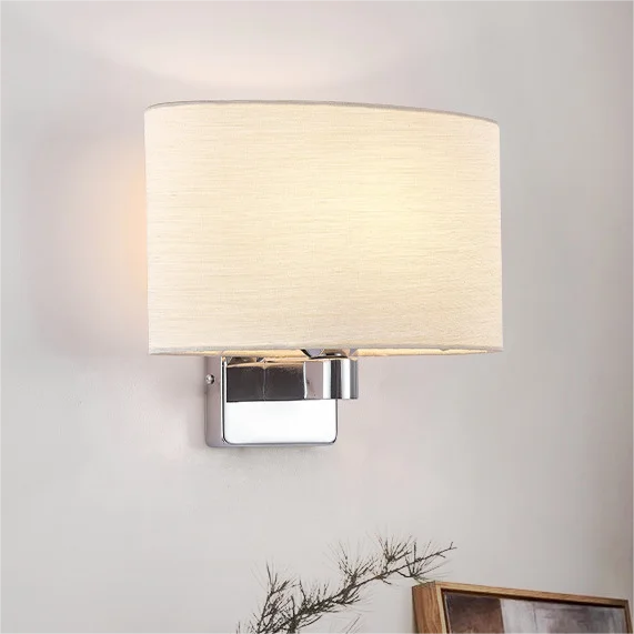 Fashionable best-selling living room background wall light high quality fabric bedroom bedside wall lamp Chrome for hotel