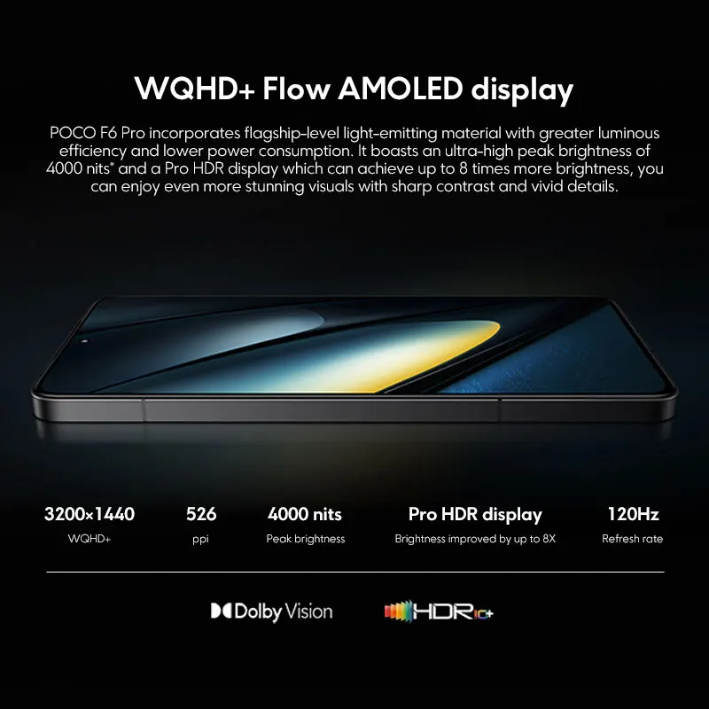 POCO F6 Pro 5G Smartphone Global Version NFC 16GB/1TB Snapdragon 8 Gen 2 Octa Crore 120W HyperCharge 120Hz WQHD+ AMOLED Display
