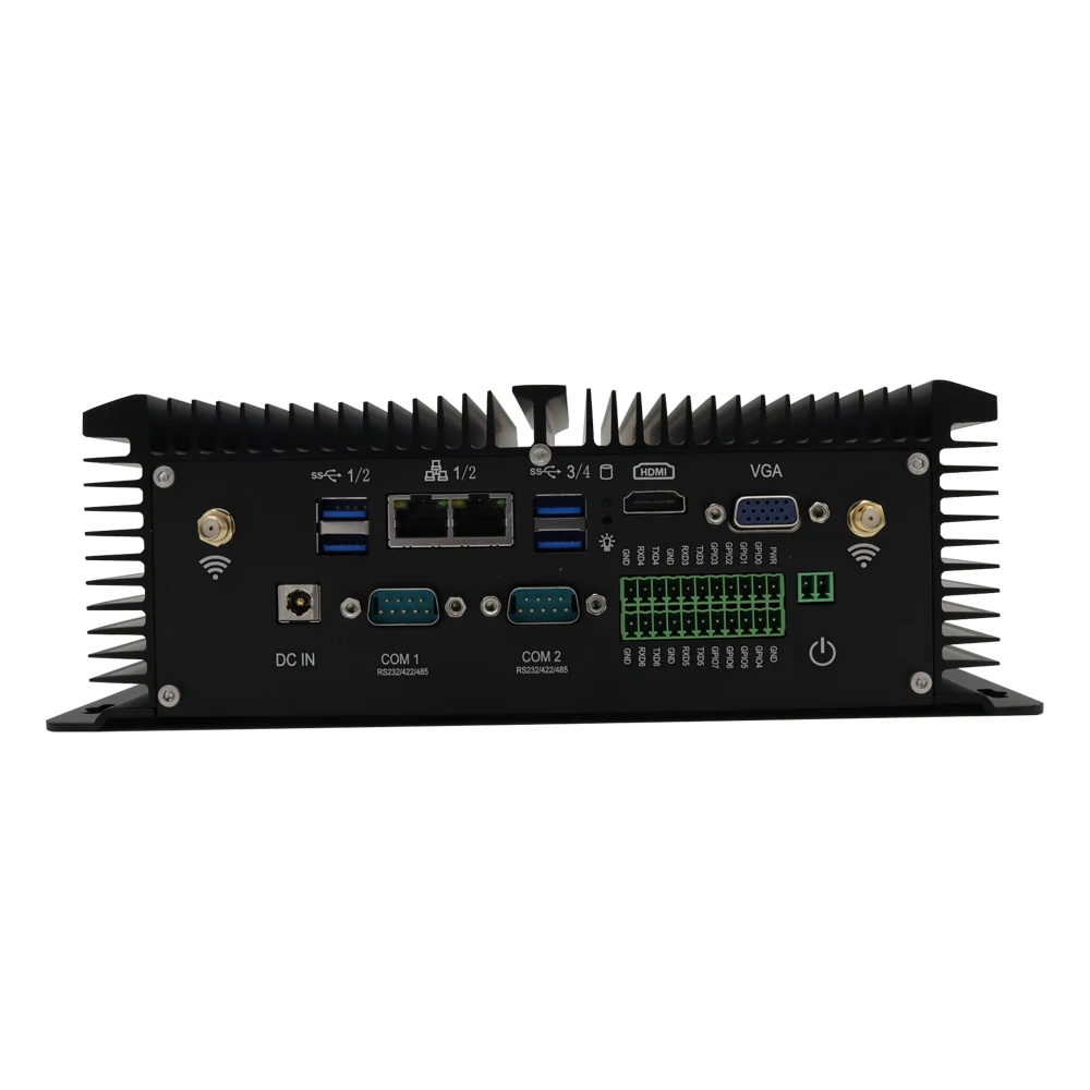 Quad Core, безвентиляторный промышленный мини-компьютер i7 4500U 6 * COM Rs232 GPIO Linux, прочный промышленный мини-компьютер 8550U Dual Lan HD VGA