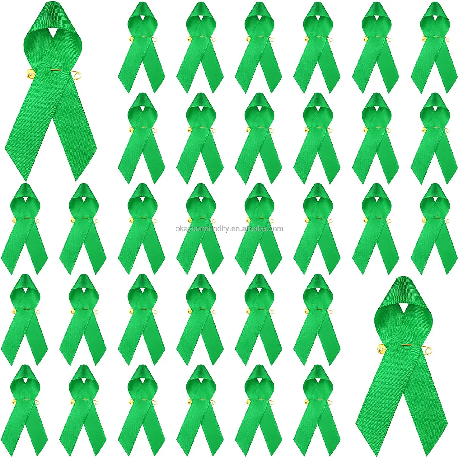 OKAY Green Ribbon Satin Pins Awareness breast cancer cna Support  Awareness Pins Green Brooch