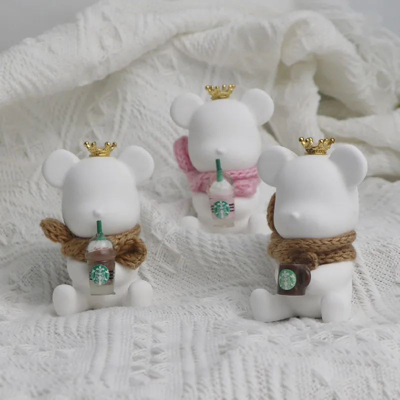 Hand-made brown cup bear ceramic car decoration cute bear essential oil perfume perfume diffuser air freshener ventilation