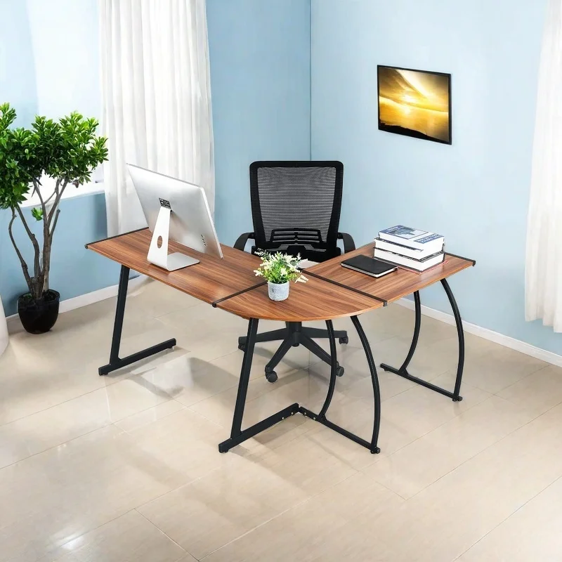 Home Office Modern Workstation Study Laptop Desk L Shaped Corner Gaming Computer Office Desk PC Desk Wooden School Furniture