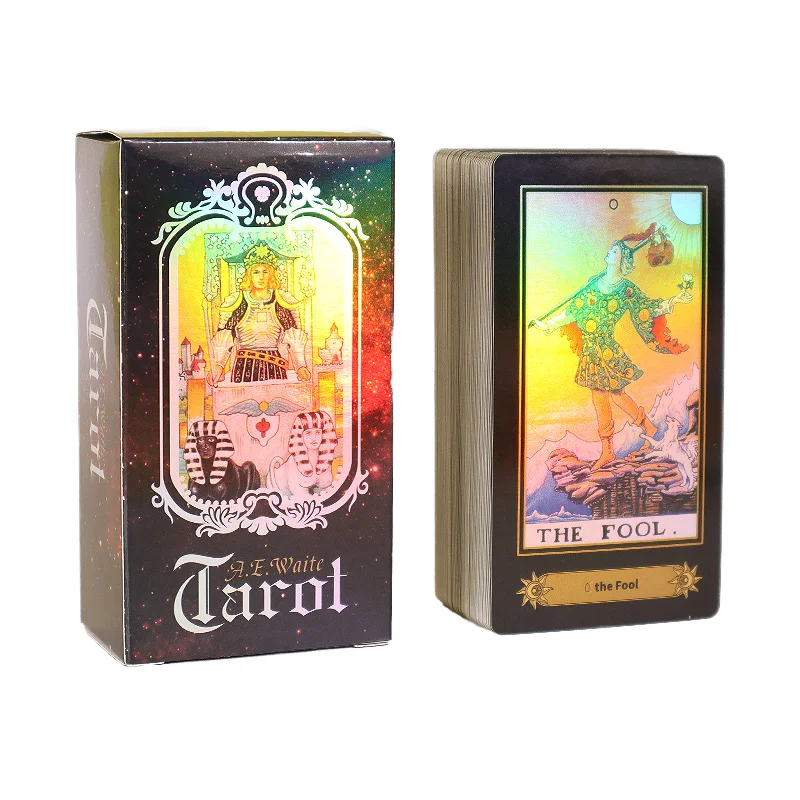 A set of high-end tarot cards with instruction manual  78 laser shiny cards  deck  tarot cards with guidebook