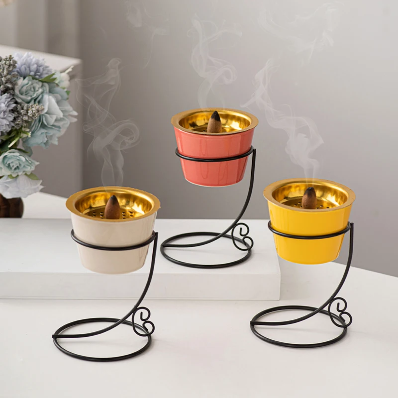 Modern Simplicity Style Curved Stand Ceramic Incense Burner Arabic Incense Burner Mubkhar Incense Burner
