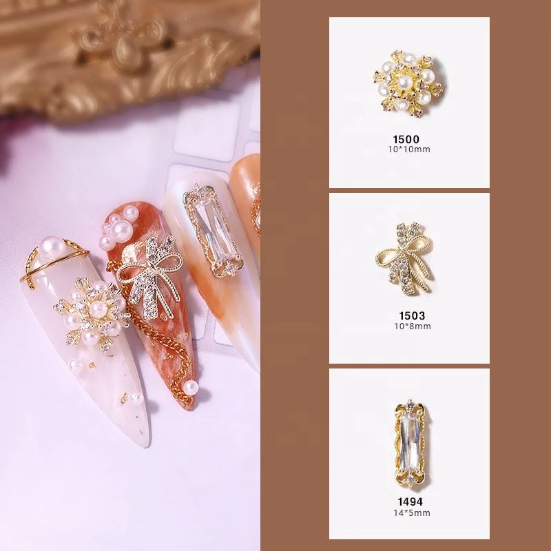 Luxurious Zircon 3D Alloy Jewelry Nailart Artificial Nails Nail art