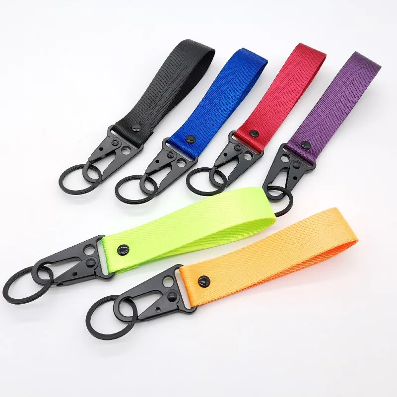 Customizable Keychain Hook Buckle Nylon Wholesale Woven Label Heat Transfer Gift Refit Race Brand For Motorcycle Car Accessories