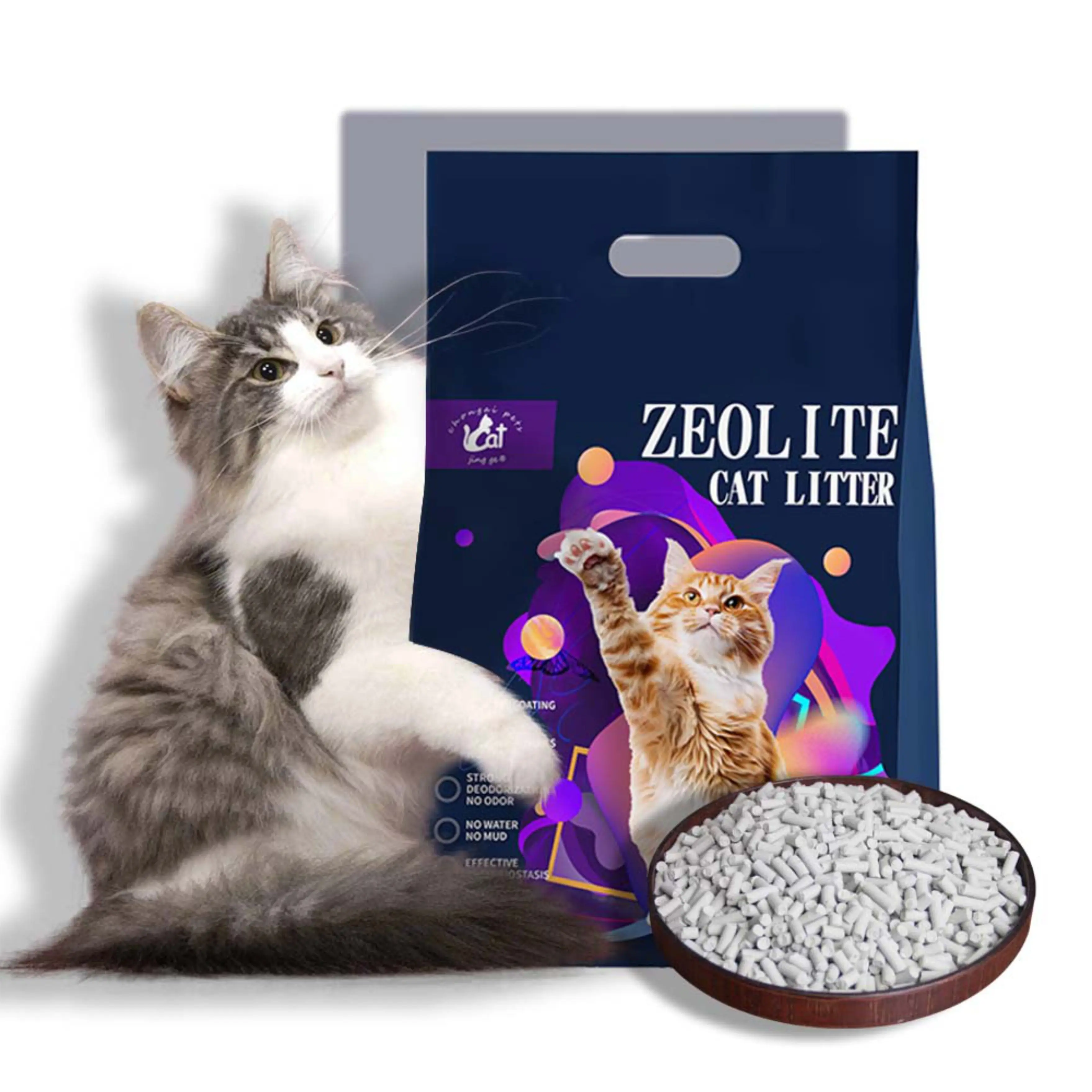 Environmentally friendly super strong adsorption and odor control dust free zeolite cat litter