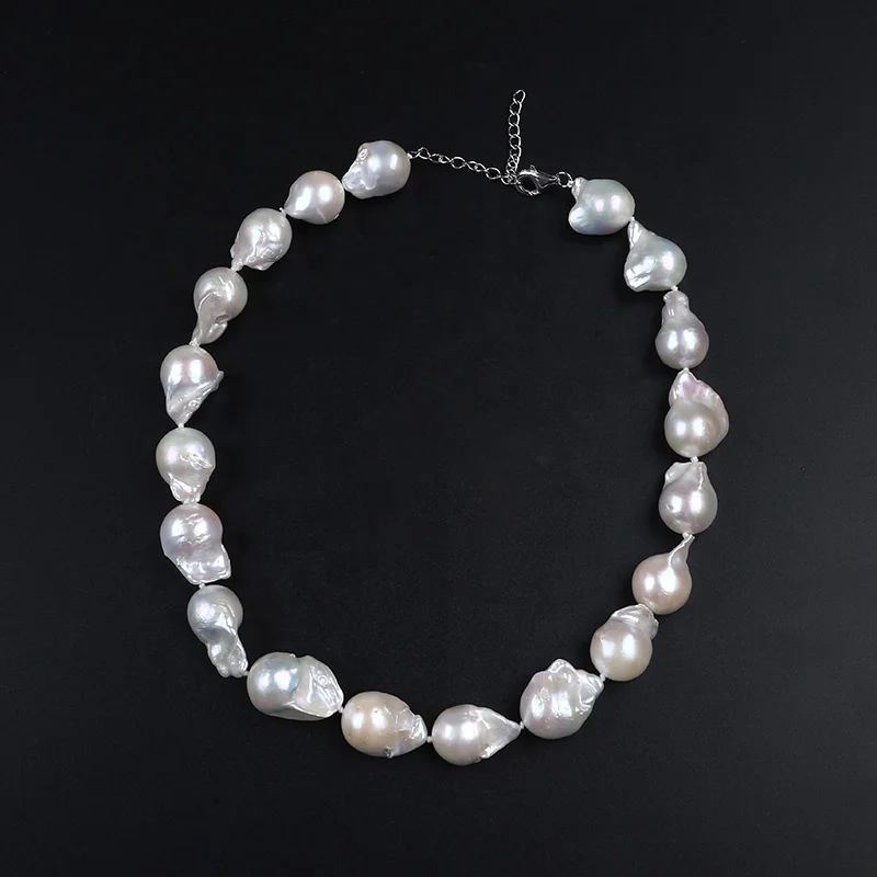 13-15mm freshwater pearl jewelry necklace with sterling silver clasp