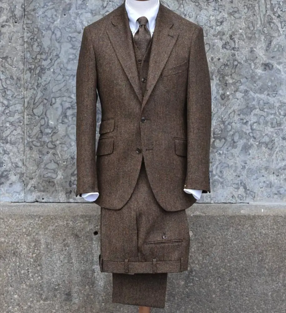 
Good MTM OEM blended charcoal birdeye business formal man jacket blazer pants half full canvas Italy wool suit 