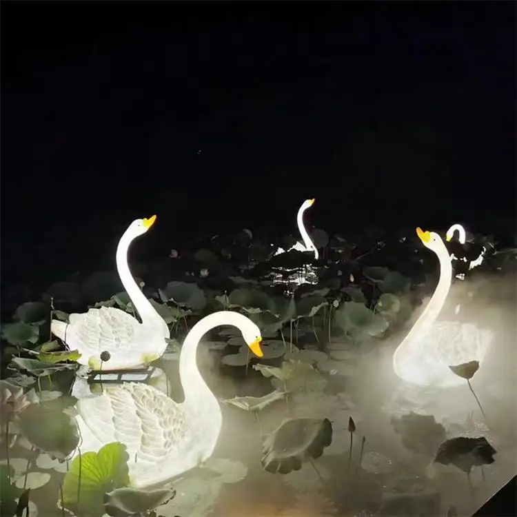 park beautiful swan statue animal light LED holiday home commercial Christmas big swan luminous sculpture garden decor lights
