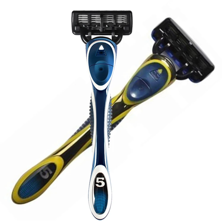 HW-B505DR  changeable cartridge open design 5 five blade razor metal handle system razor imported stainless steel material blade