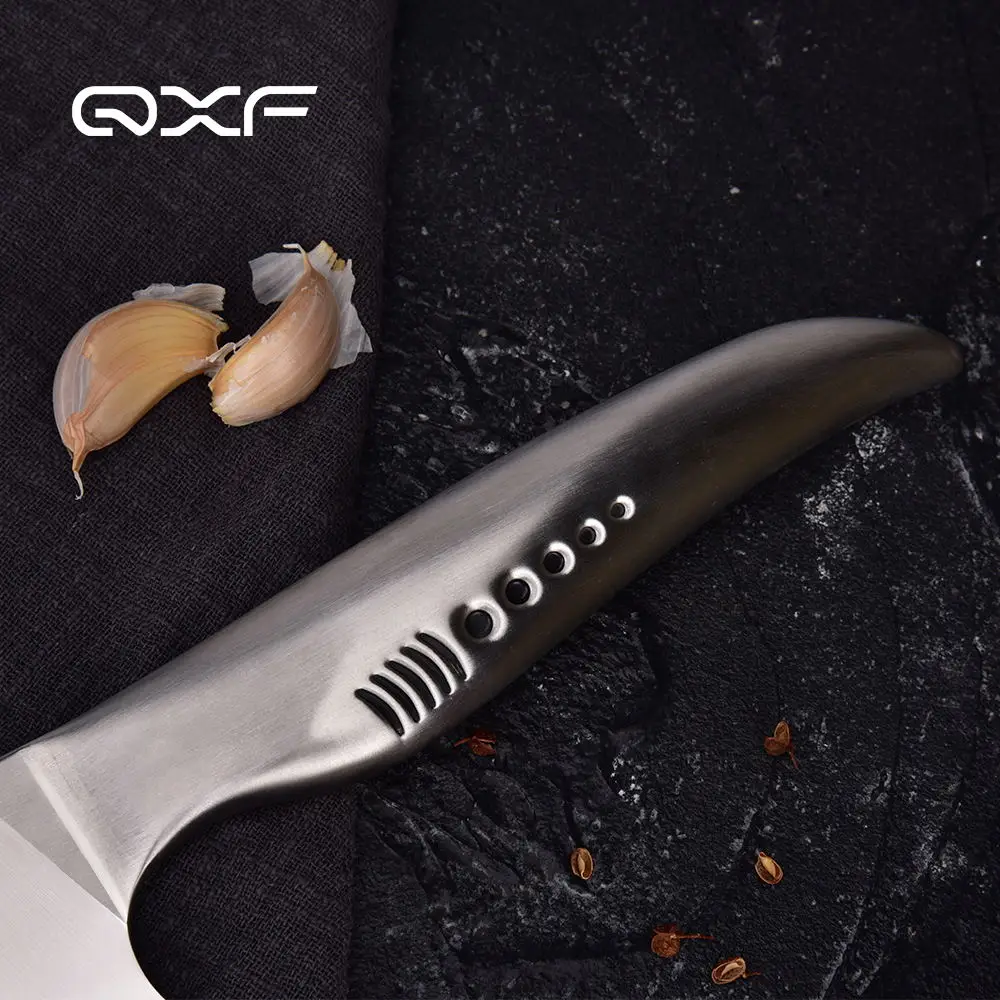 QXF RTS Shar k Series 8 Inch Stainless Steel Hollow Handle Chef Knives with Design Patent