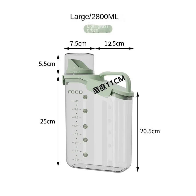 2800ML Plastic Bulk Food Storage Container Grain Transparent Tank Rice Barrel Cereal Dispenser with silicone sealing ring