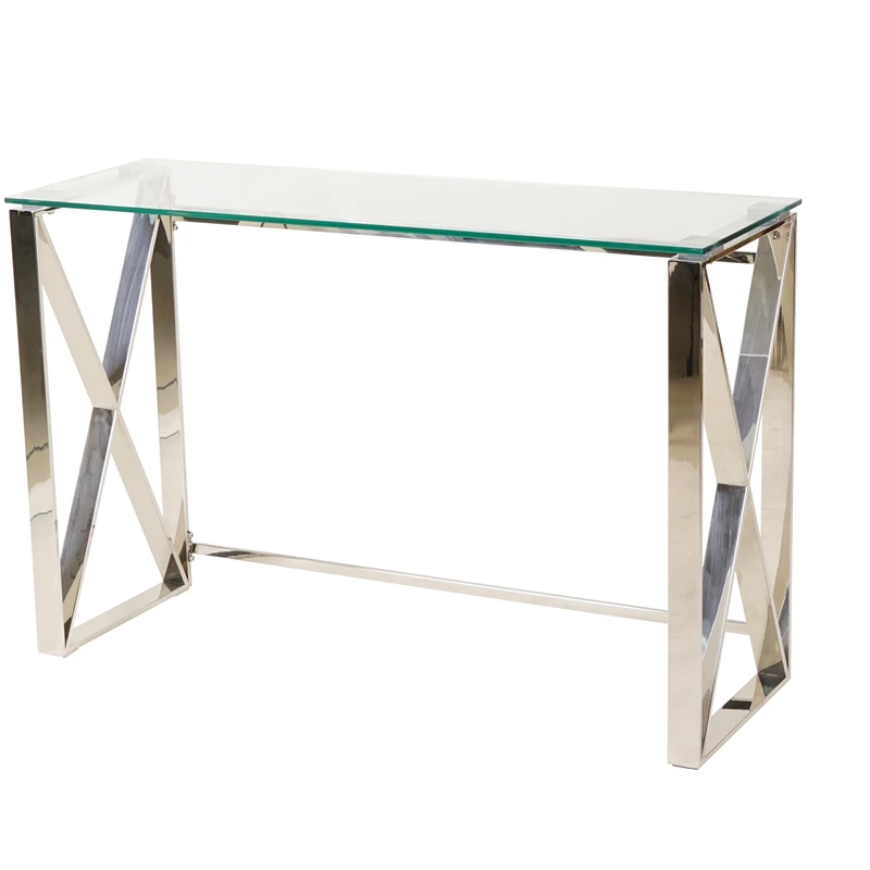 
X tempered glass european metal leg wall console rectangular coffee table 