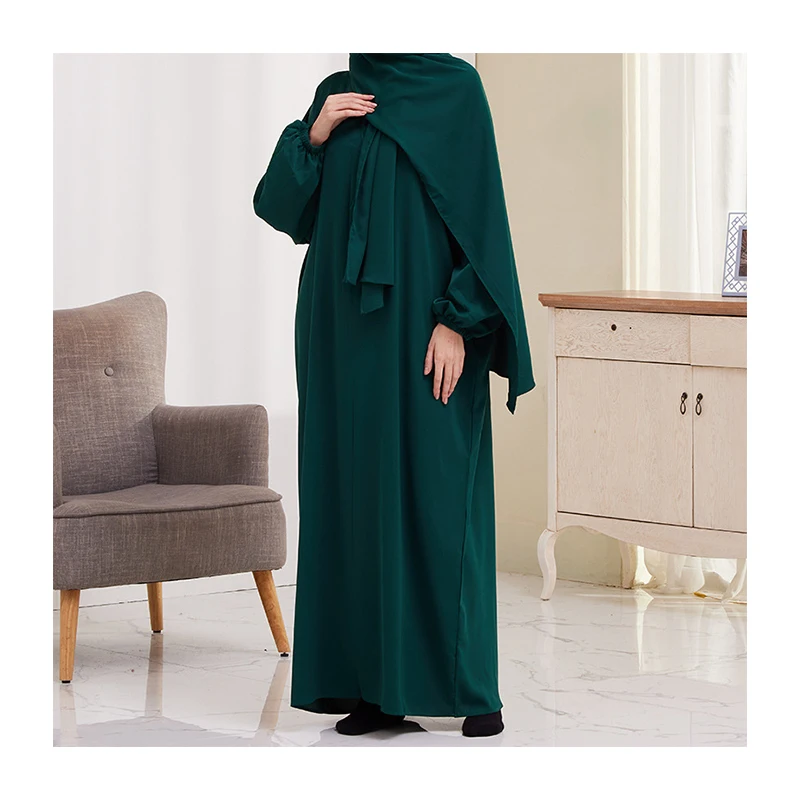 Custom abaya manufacturer hot sale abaya designs daily wear Nida plain women jilbab abaya with attached hijab