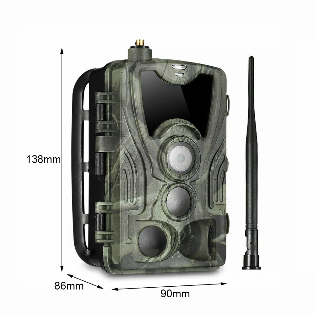 4G LTE Hunting Camera HC-801Plus IP65 2K 30MP Wildlife Trail Camera with APP Control  MMS SMTP