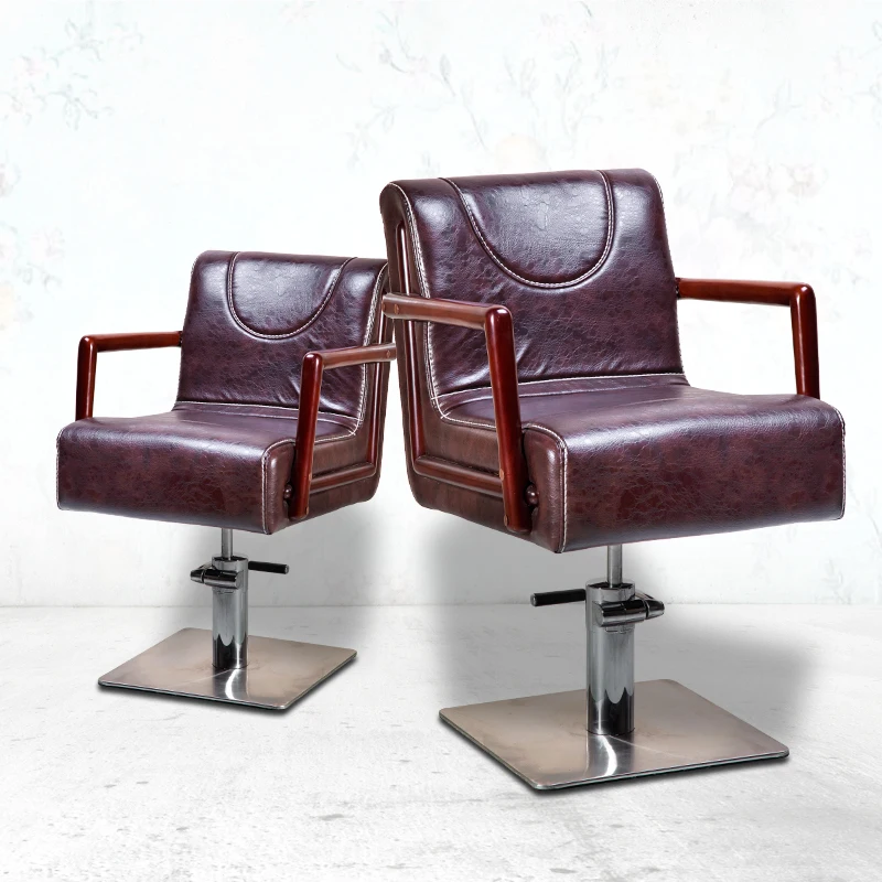 BEIMENGWooden handrail  Barber Seat  Furniture Stainless Steel  Sarber Chair Stylish Modern Chair Barber