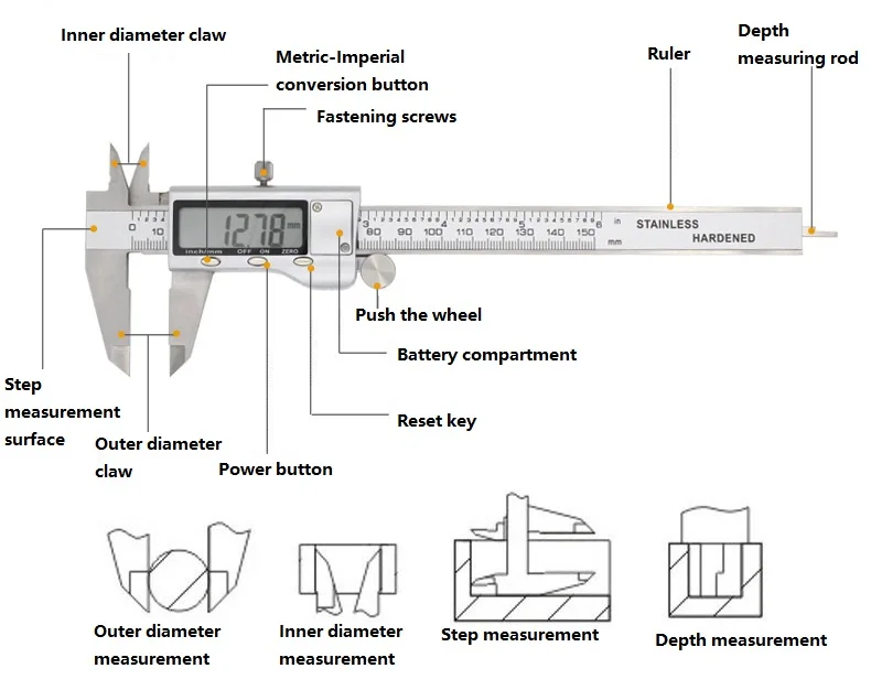 Mesure Electronic Ruler Stainless Steel Ruler Digital Tape Measure Lcd Display Digital Caliper digital vernier caliper
