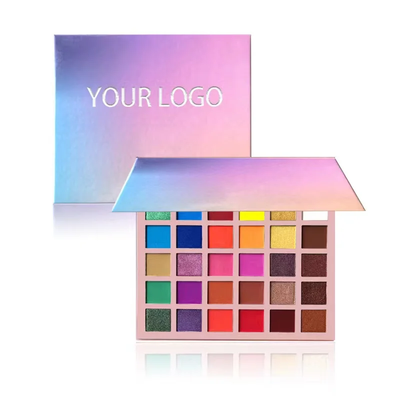low MOQ makeup vendor no label custom logo private label shaped DIY chameleon glitter high quality pigment eyeshadow palette