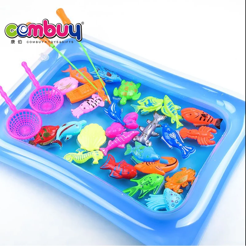 Magnetic inflatable pools basket set 48 pcs play fishing toys 2 player fish games
